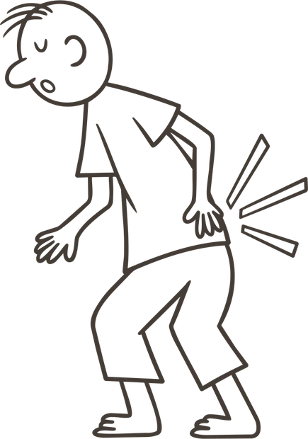 Ilustración de una persona con dolor en la zona lumbar